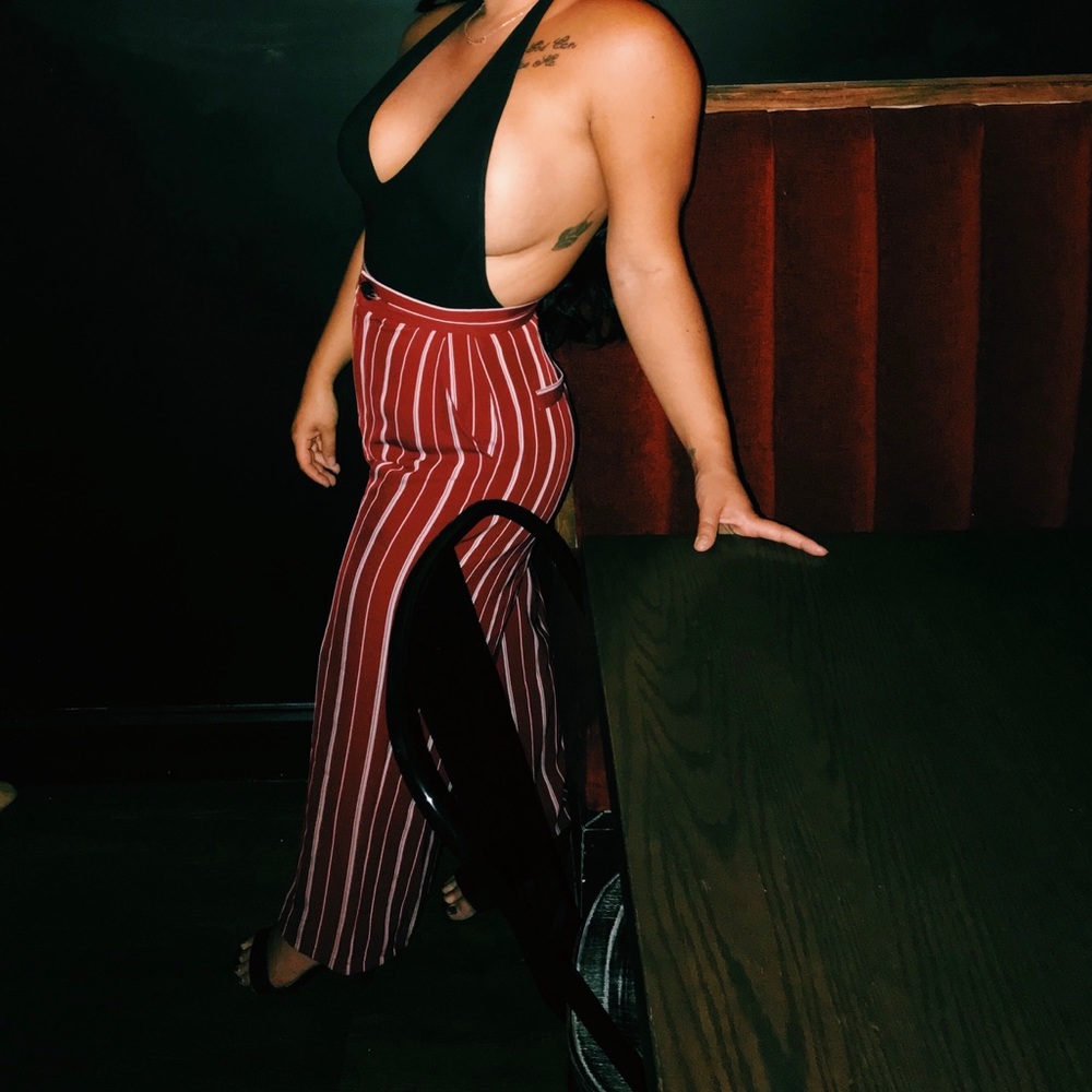 Striped high waisted pants